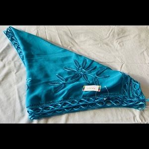 Turquoise Pashmina with floral design NWT